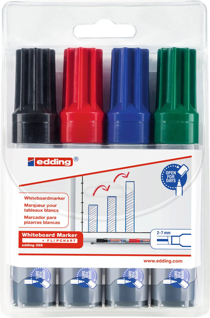 EDDING Whiteboard Marker 365 2-7mm 365-E4 schwarz,rot,blau,grün 4 Stk.