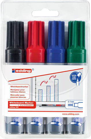 EDDING Whiteboard Marker 365 2-7mm 365-E4 schwarz,rot,blau,grün 4 Stk.