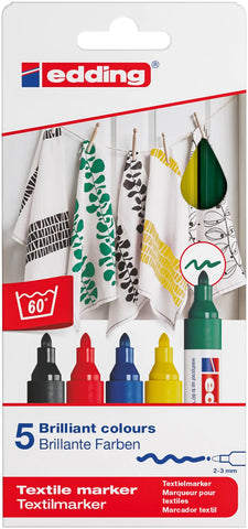 EDDING Textilmarker 4500 3948 Basic Color 5 Stück