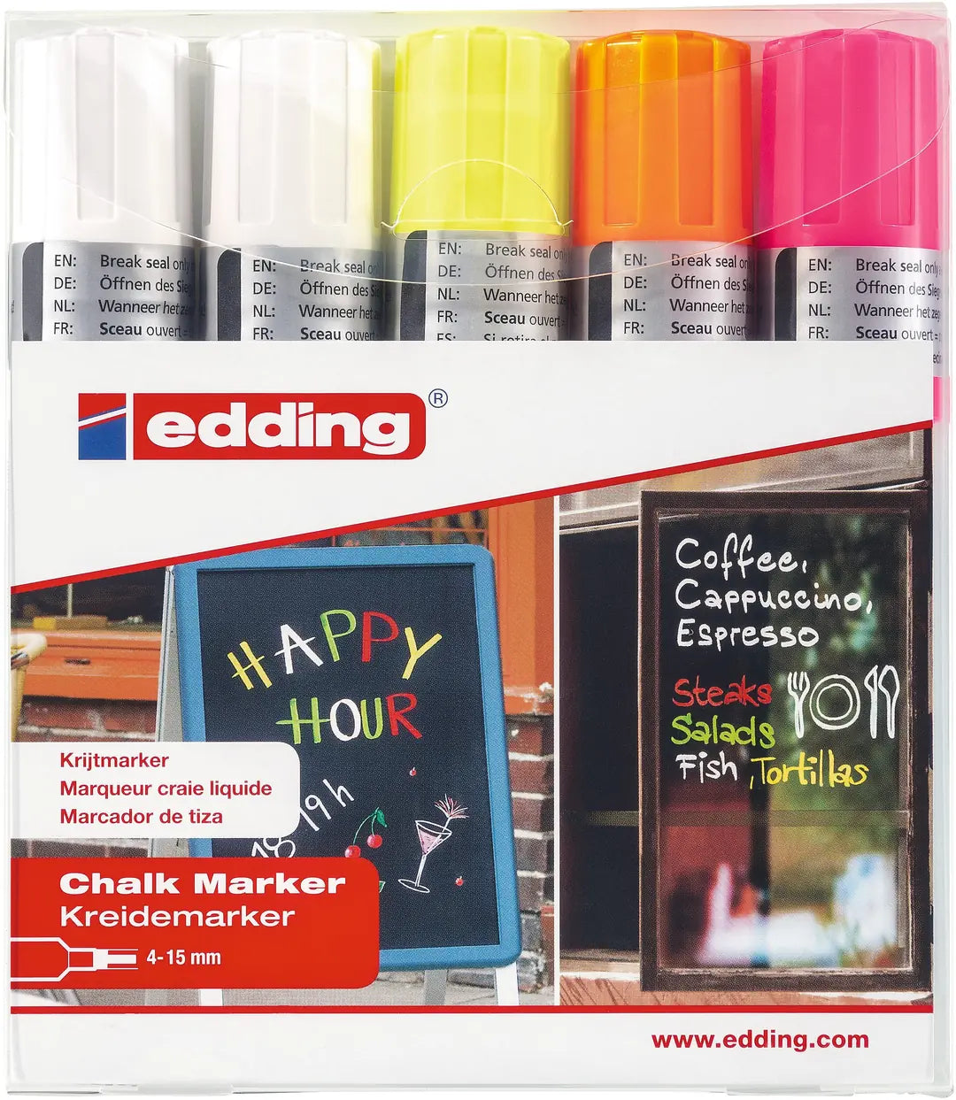 EDDING Windowmarker 4090 4-15mm 4090-E5 5 Farben ass.