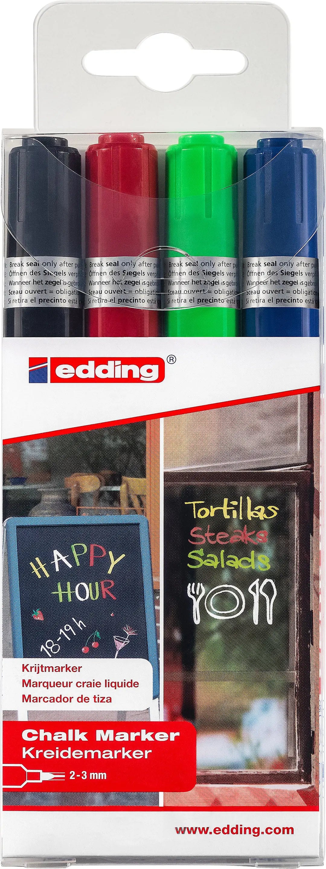 EDDING Windowmarker 4095 2-3mm 4095-E4 4 Farben ass., basic