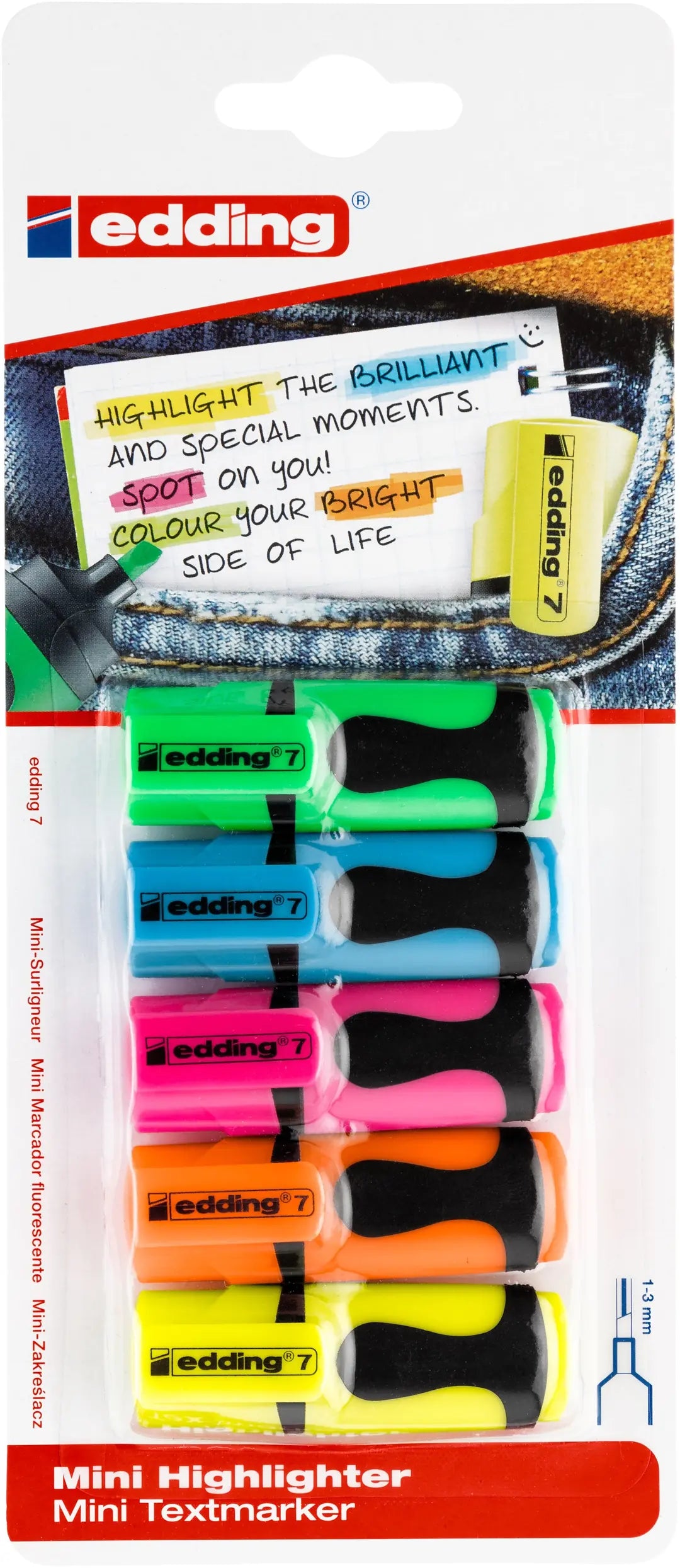 EDDING Textmarker Mini 1-3mm 7BLI-99 5 Farben ass.