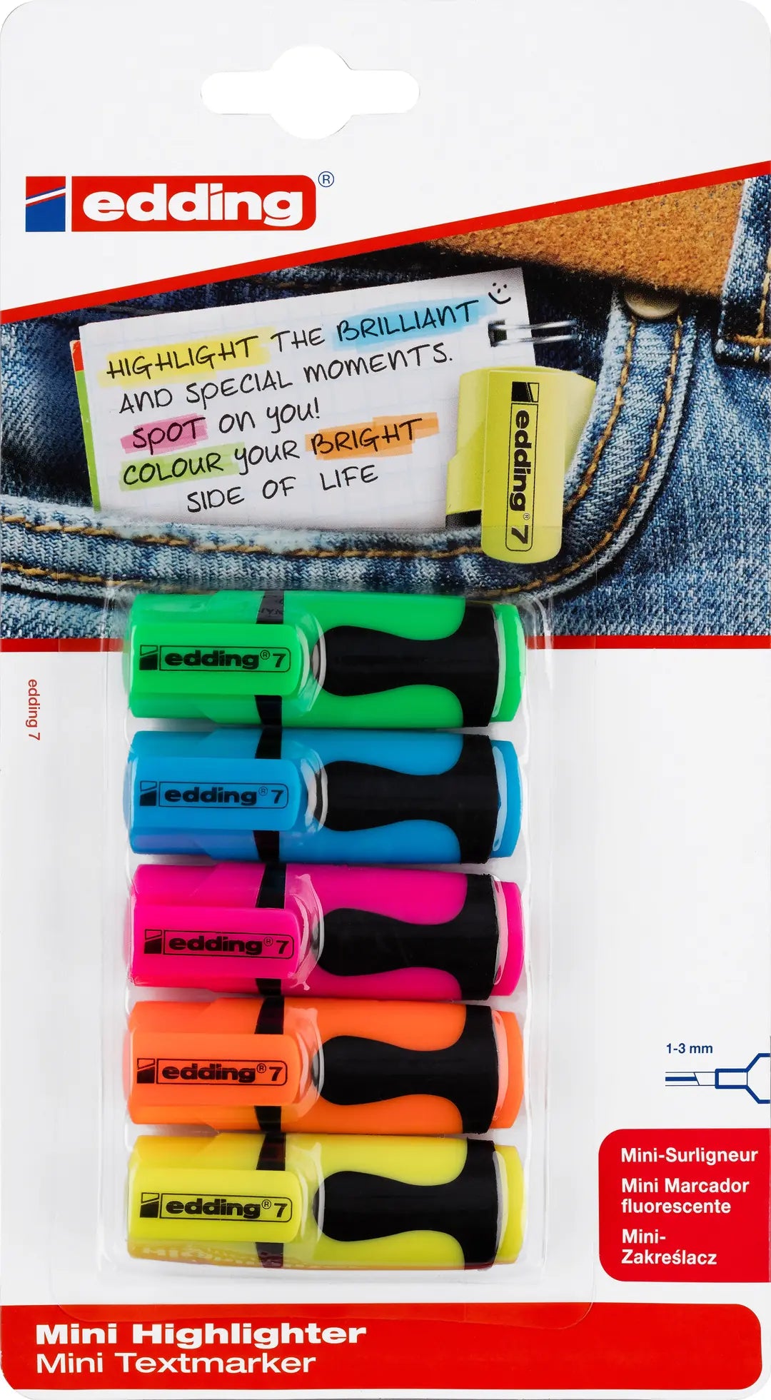 EDDING Textmarker Mini 1-3mm 7BLI-99 5 Farben ass.