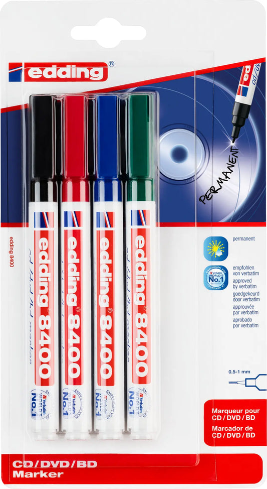 EDDING CD/ DVD Marker 8400 0.5-1mm 8400BLI-1234 4 Farben ass. Blister