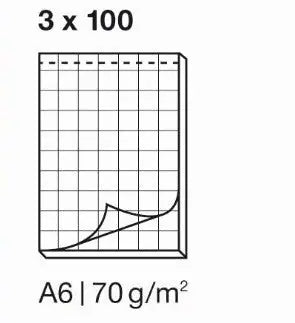 ELCO Notizblock kariert 4mm A6 74432.17 weiss, 70gm2 3x100 Blatt