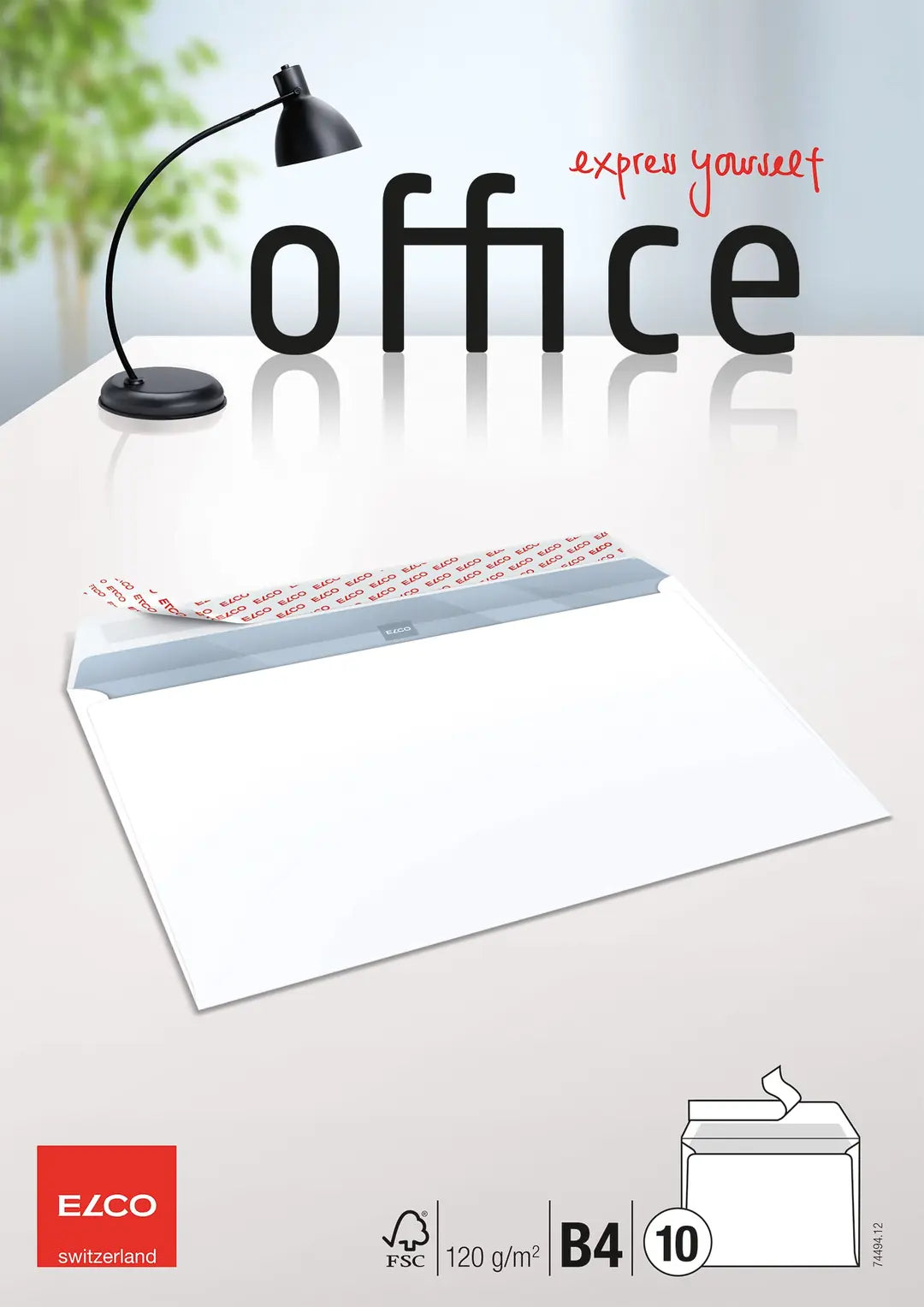 ELCO Couvert ohne Fenster B4 74494.12 120g,hochweiss,Kleber 10 Stk.