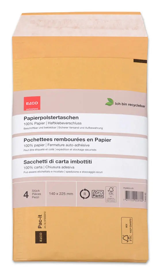 ELCO Papierpolstertasche 140x225mm 74650.92 braun 4 Stück