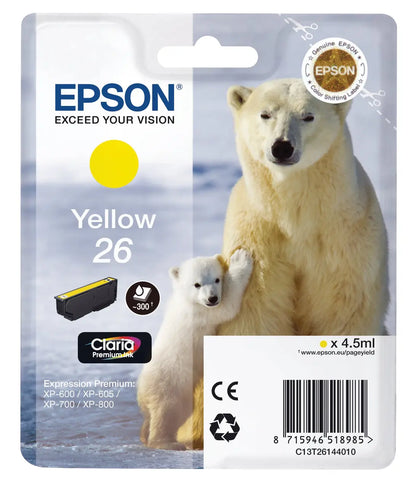 EPSON Tintenpatrone yellow T261440 XP 700/800 300 Seiten