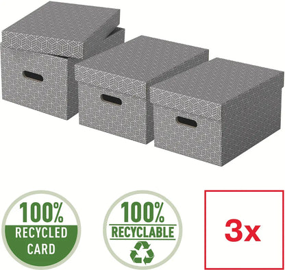 ESSELTE Aufbewahrungsboxen Home M 628283 365x265x205mm, grau 3 Stk