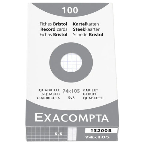 EXACOMPTA Karteikarten kariert 5mm A7 13200B weiss 100 Stück