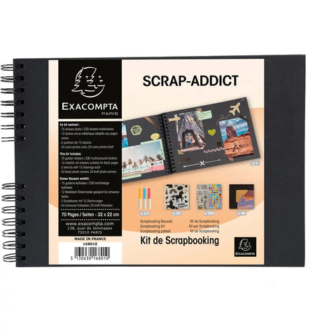 EXACOMPTA Kit Scrapbooking 32x22cm 16801E schwarz 70 Seiten