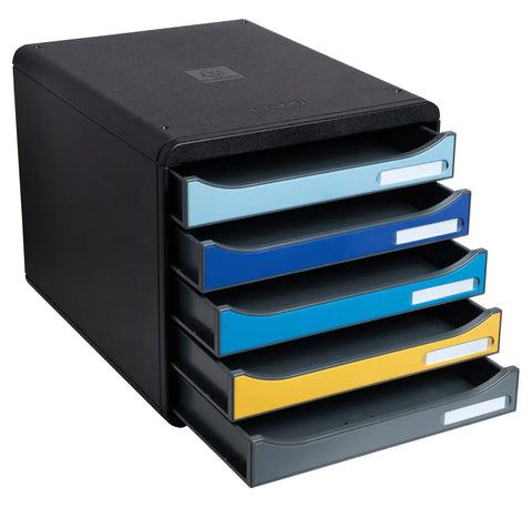 EXACOMPTA Schubladenbox BeeBlue A4+ 3094202D Big Box Plus, 5 Schubladen