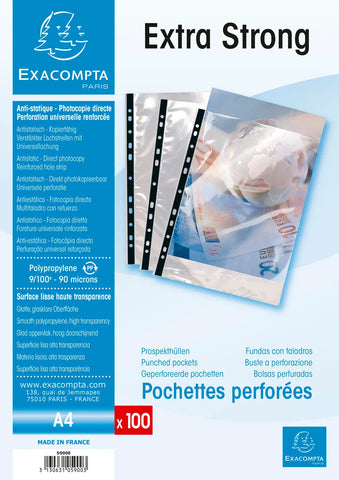 EXACOMPTA Zeigetaschen PP 90 my A4 5900E transparent, glatt 100 Stück