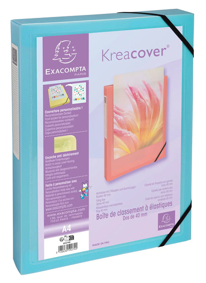 EXACOMPTA Sammelbox Aquarel A4 59279E ass., Gummizug, Creacover 40mm