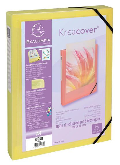 EXACOMPTA Sammelbox Aquarel A4 59279E ass., Gummizug, Creacover 40mm