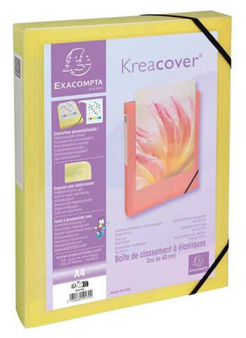 EXACOMPTA Sammelbox Aquarel A4 59279E ass., Gummizug, Creacover 40mm