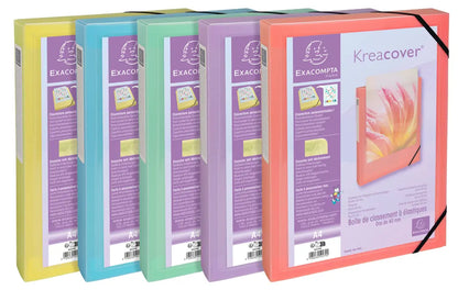 EXACOMPTA Sammelbox Aquarel A4 59279E ass., Gummizug, Creacover 40mm