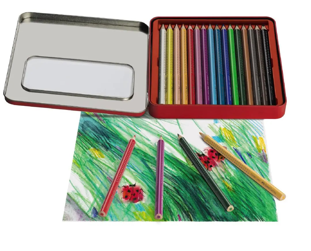 FABER-CASTELL Farbstifte Jumbo Grip 110916 16 Farben Metalletui