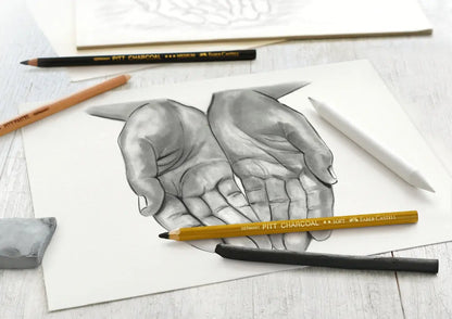 FABER-CASTELL Zeichenset Kohle 114002 Pastell weiss medium, 7 Stk