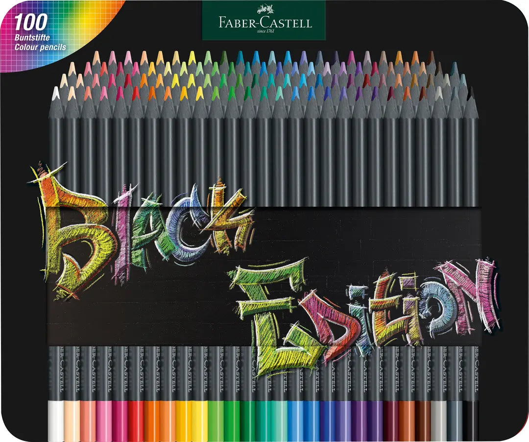 FABER-CASTELL Farbstifte Black Edition 116490 Metalletui 100 Stück