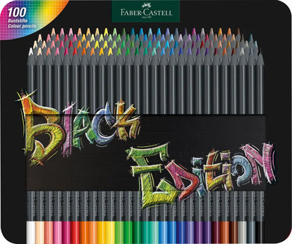 FABER-CASTELL Farbstifte Black Edition 116490 Metalletui 100 Stück