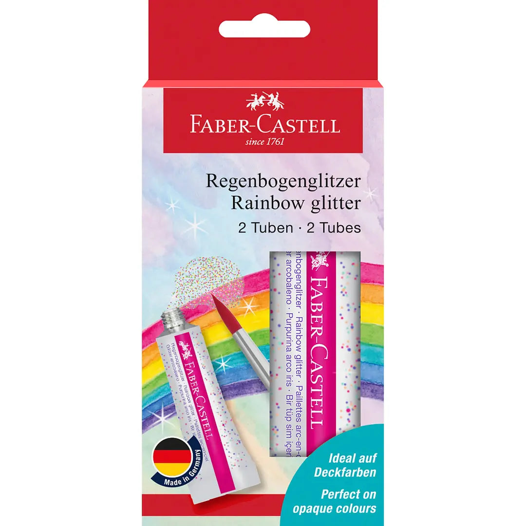 FABER-CASTELL Regenbogenglitzer 125089 Glitzergel 2 Tuben