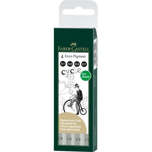 FABER-CASTELL Tintenschreiber ECCO 166004 Pigment, schwarz 4 Stück