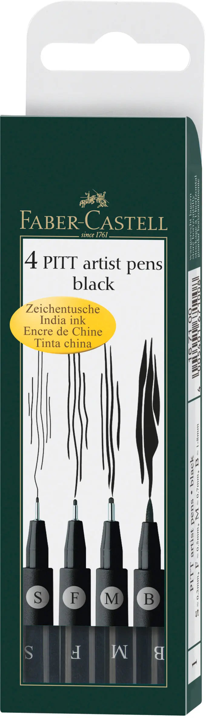FABER-CASTELL Pitt Artist Pen 167100 schwarz 4 Stück