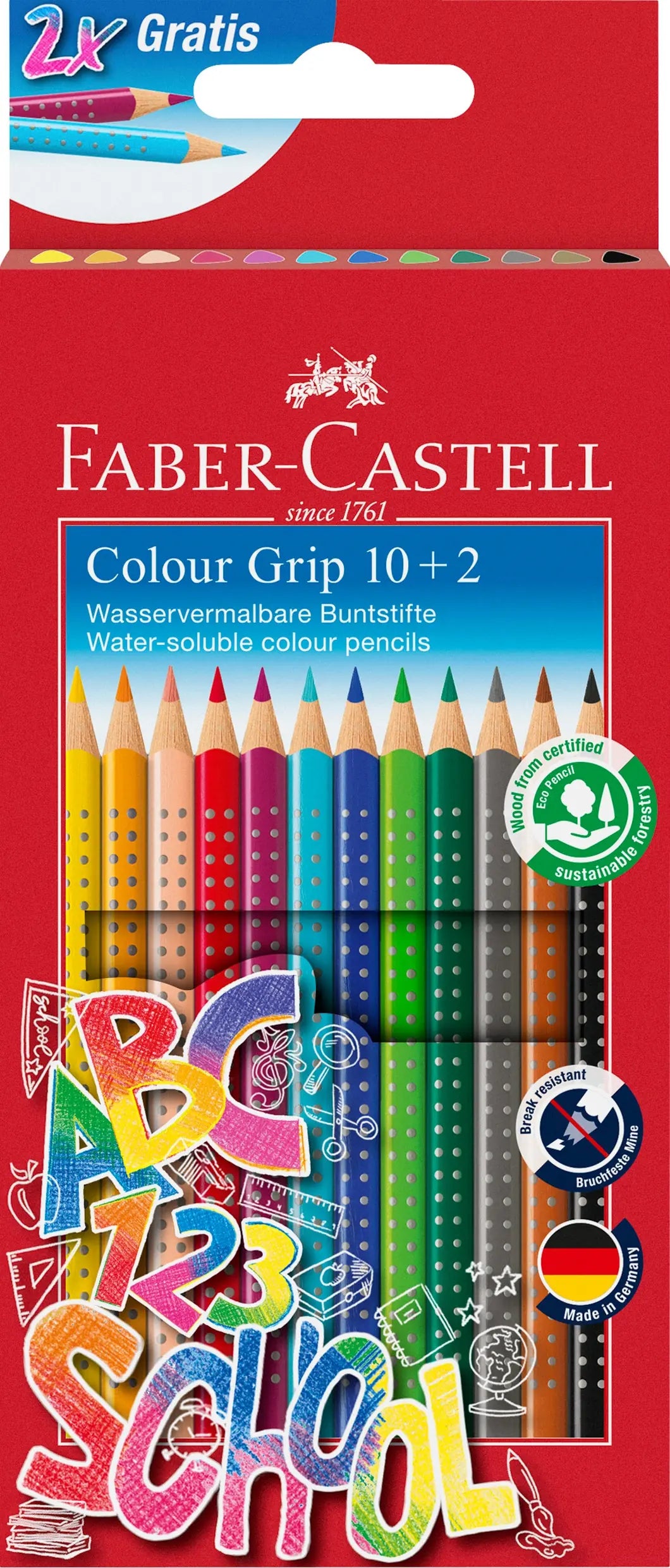 FABER-CASTELL Farbstifte Colour Grip 201585 Back to school Promoetui 10+2