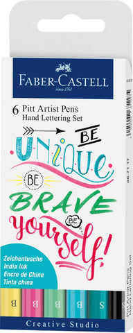 FABER-CASTELL Pitt Art Pen Handlettering 267116 Pastel 6 Stück