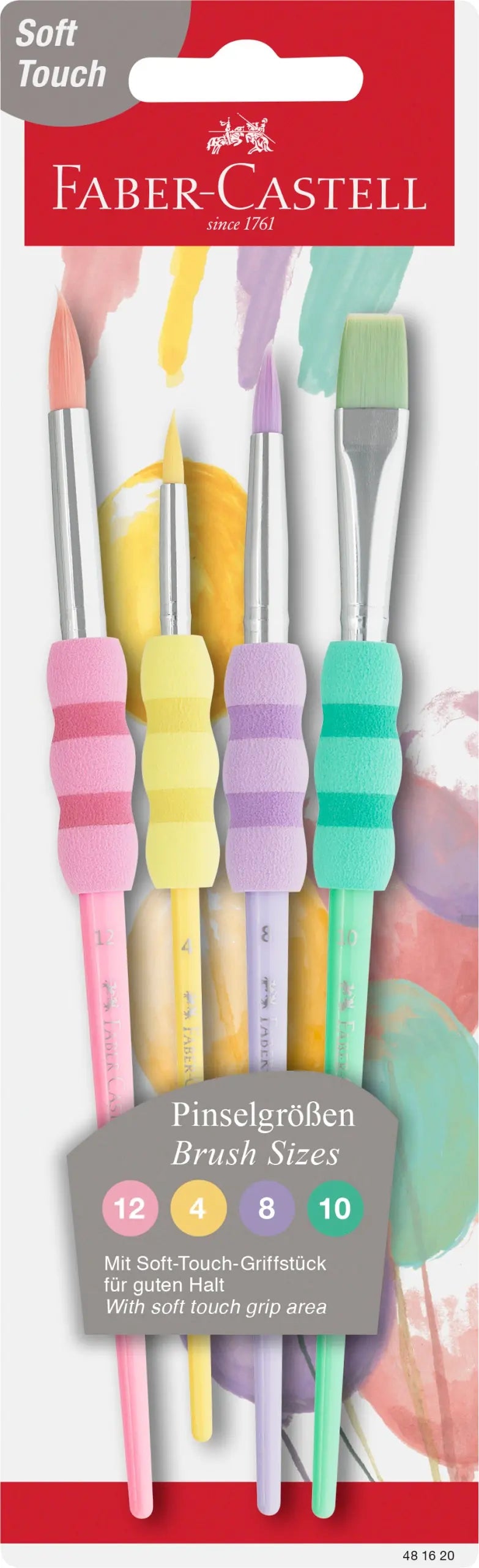 FABER-CASTELL Pinsel Set 481620 Pastel, soft grip BK 4 Stk.