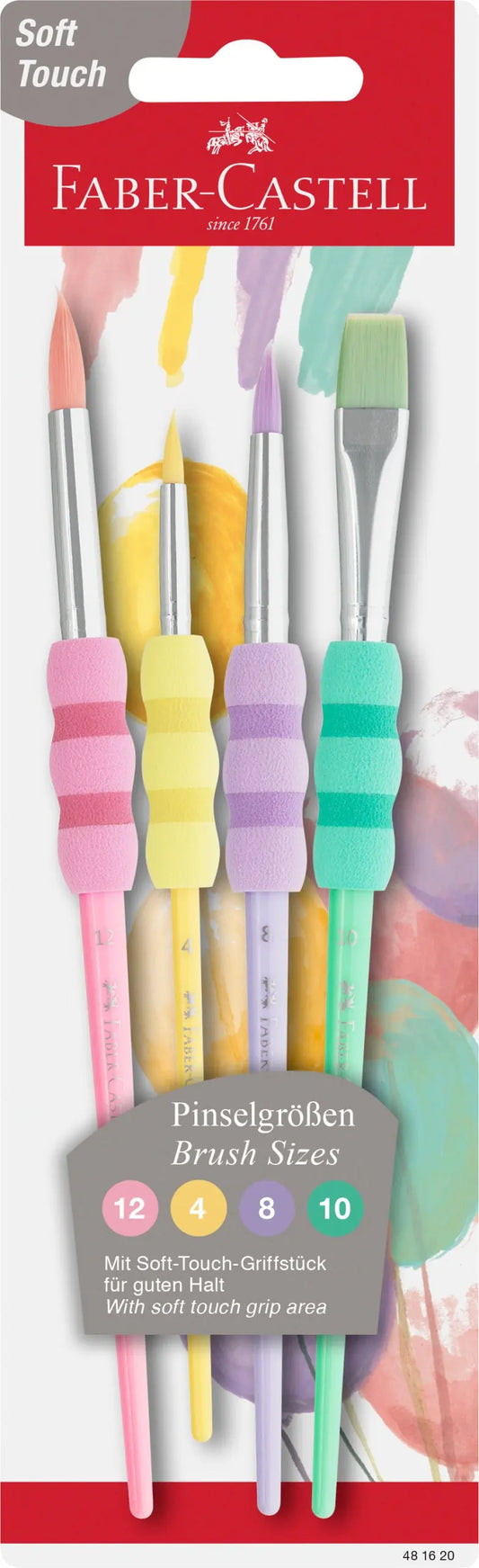 FABER-CASTELL Pinsel Set 481620 Pastel, soft grip BK 4 Stk.
