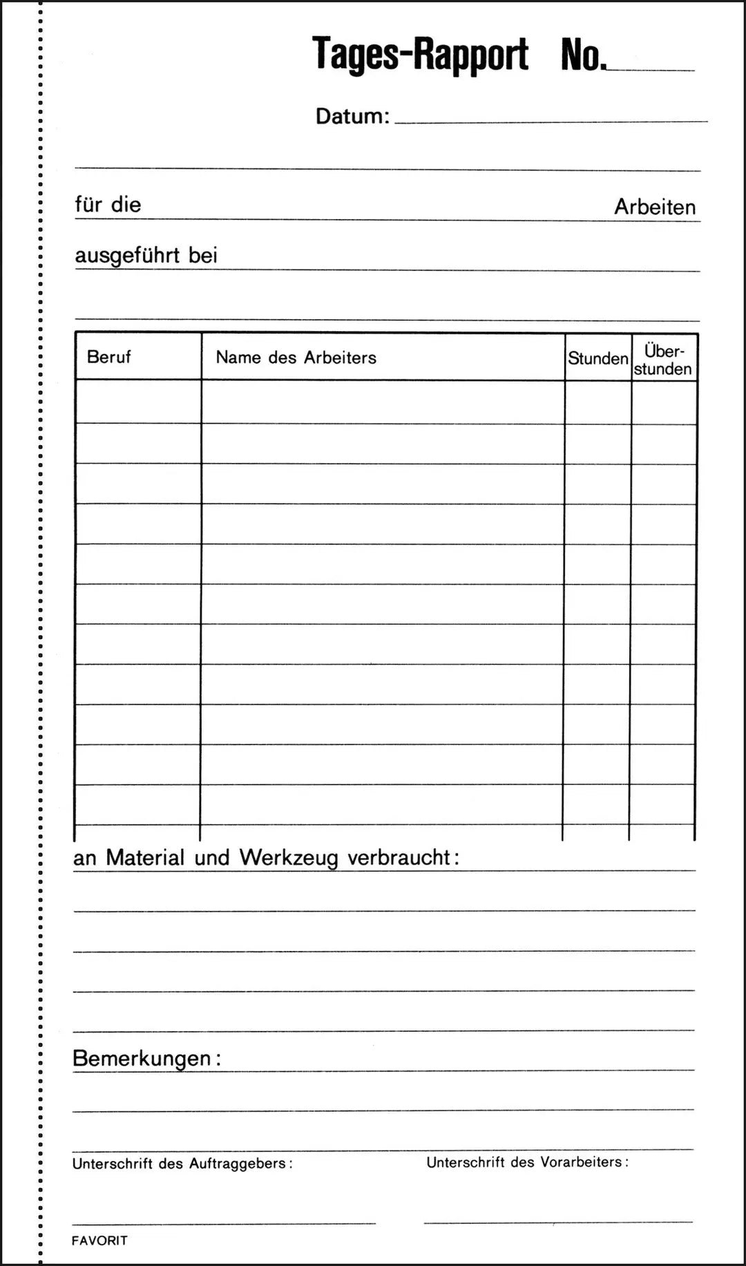 FAVORIT Tages-Rapport D 11,3x19cm 29970K weiss/weiss 50x2 Blatt
