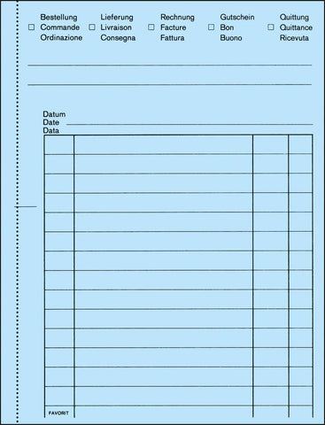 FAVORIT Mehrzweckbuch D/F/I A6 8111OK blau/weiss 50x2 Blatt