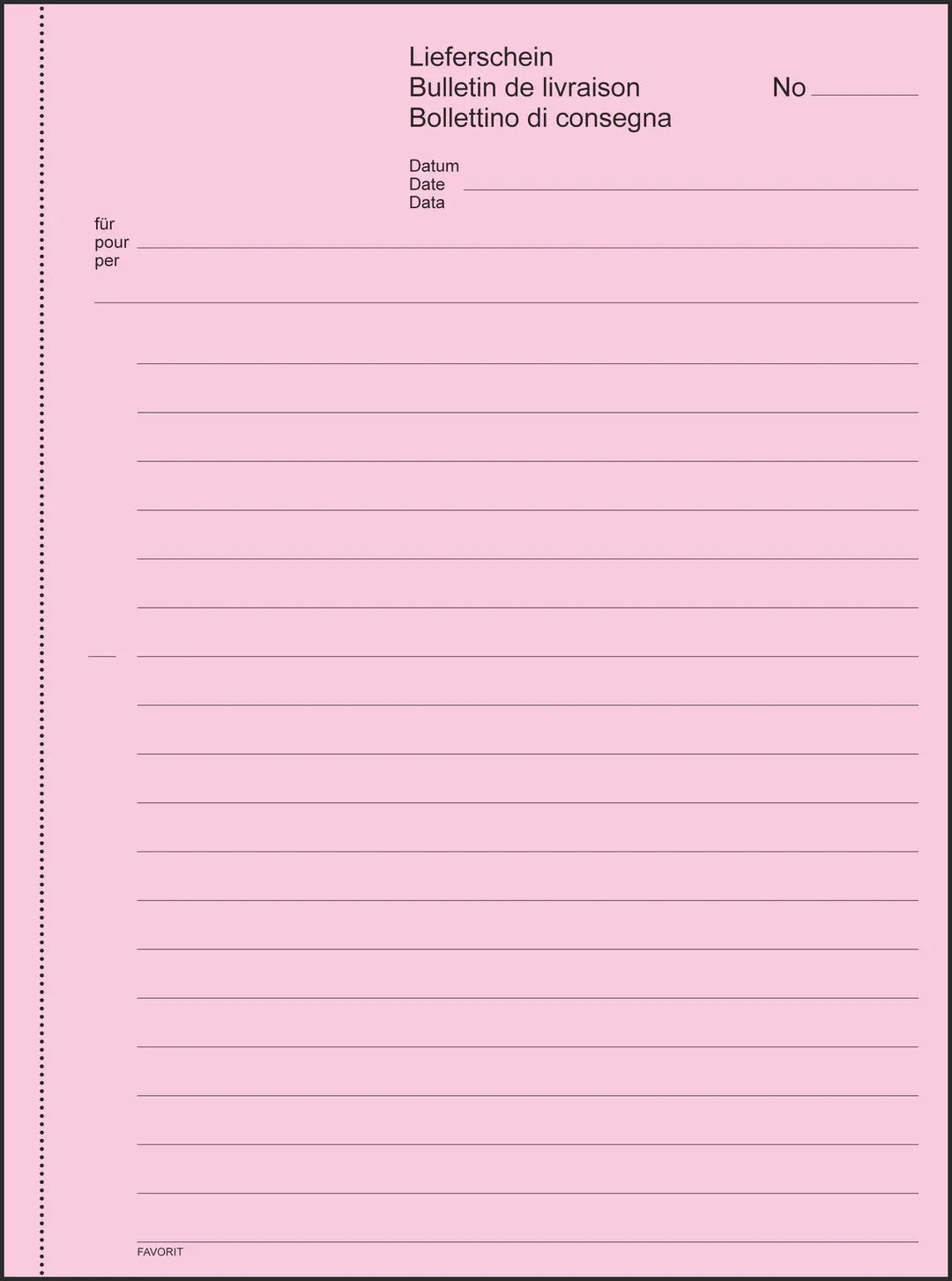 FAVORIT Lieferscheine D/F/I A5 8231OK rot/weiss 50x2 Blatt