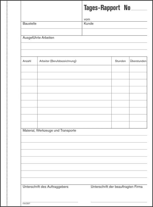 FAVORIT Tages-Rapport D A5 9186 weiss/weiss 50x2 Blatt