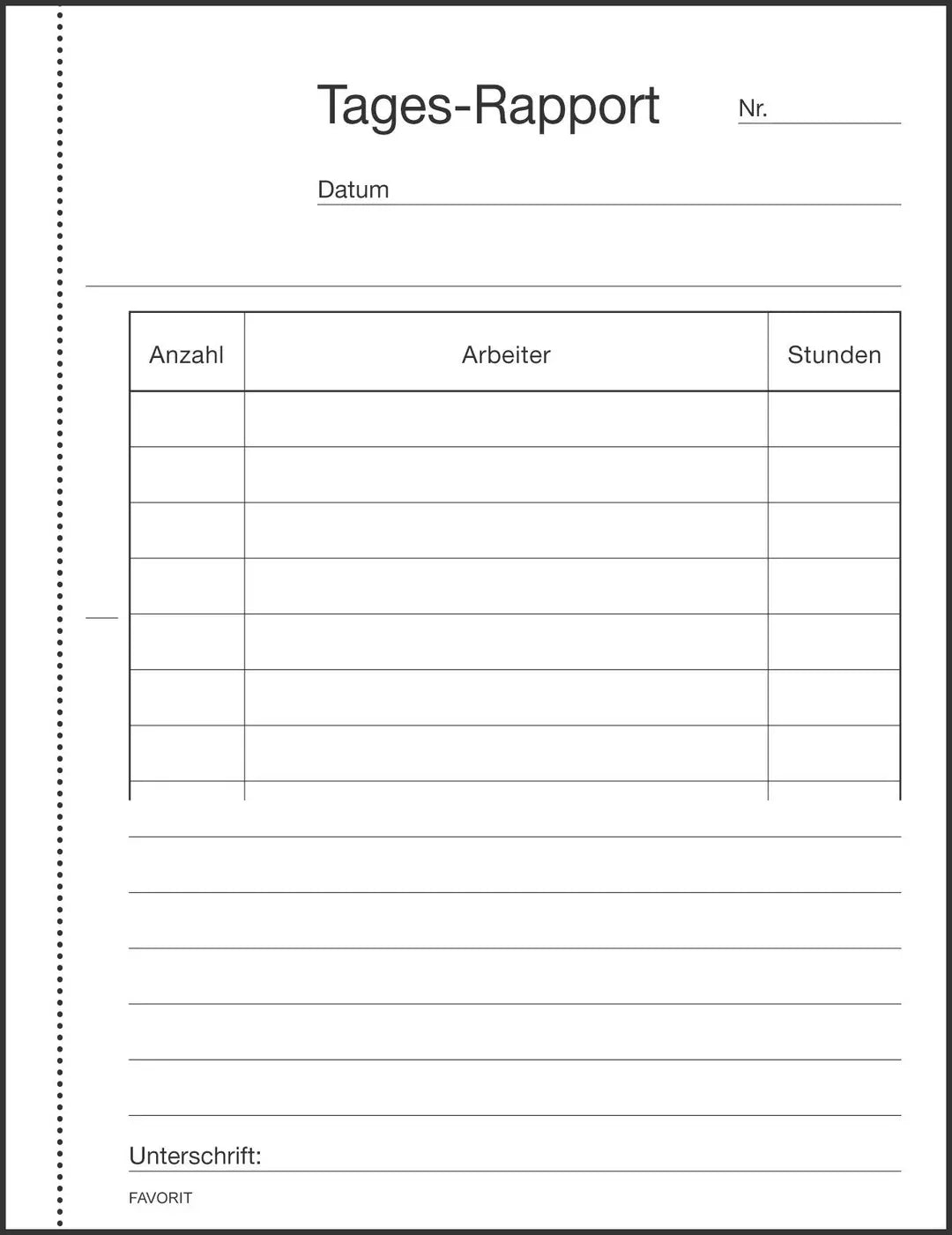 FAVORIT Tages-Rapport D A6 9197 W weiss/weiss 100x2 Blatt