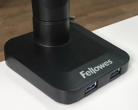 FELLOWES Monitorhalter Platinum Series 8042601 dreifach, schwarz, 2xUSB