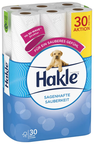 HAKLE Toilettenpapier Sagenhafte 4411909 Sauberkeit weiss, 30 Rollen