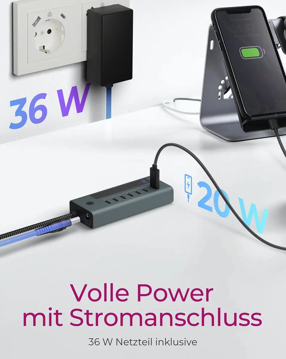 ICY BOX USB-C - 7-Port Hub IB-HUB1457-C31 6x 3.2 Gen2, 1x PD 20W