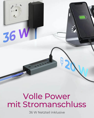 ICY BOX USB-C - 7-Port Hub IB-HUB1457-C31 6x 3.2 Gen2, 1x PD 20W