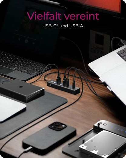 ICY BOX 7-Port USB 3.2 Gen 1 Hub IB-HUB1737-C3 3x USB-C & 4x USB-A