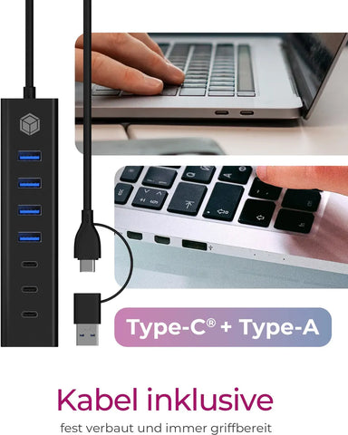 ICY BOX 7-Port USB 3.2 Gen 1 Hub IB-HUB1737-C3 3x USB-C & 4x USB-A