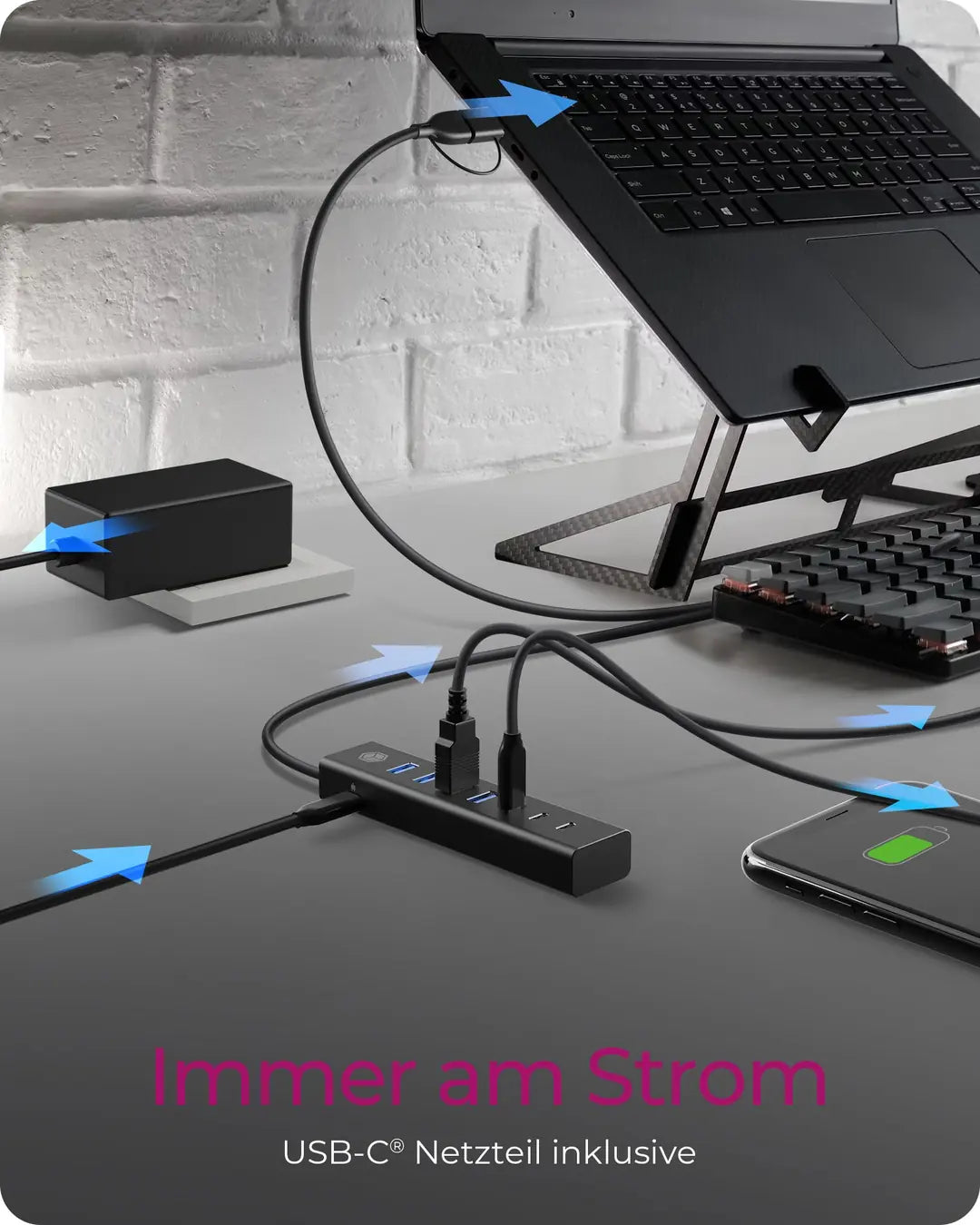ICY BOX 7-Port USB 3.2 Gen 1 Hub IB-HUB1737-C3 3x USB-C & 4x USB-A