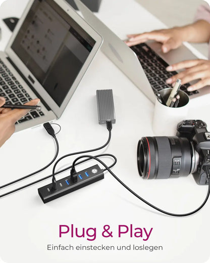 ICY BOX 7-Port USB 3.2 Gen 1 Hub IB-HUB1737-C3 3x USB-C & 4x USB-A