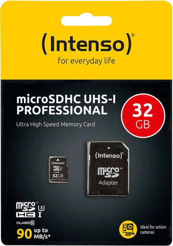 INTENSO Micro SDHC Card PRO 32GB 3433480 with adapter, UHS-I