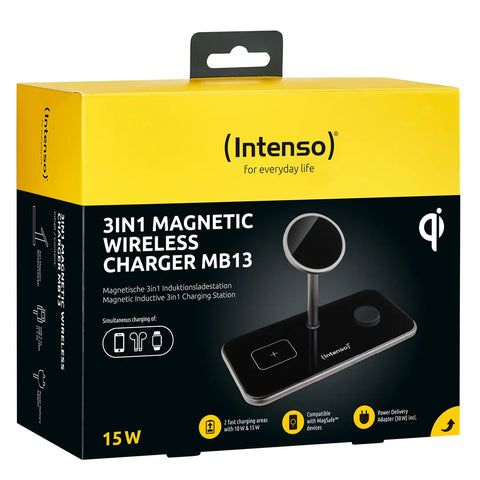 INTENSO Magnetic Wl Charg. Stand MB13 7410810 MagSafe comp., 3 in 1 black
