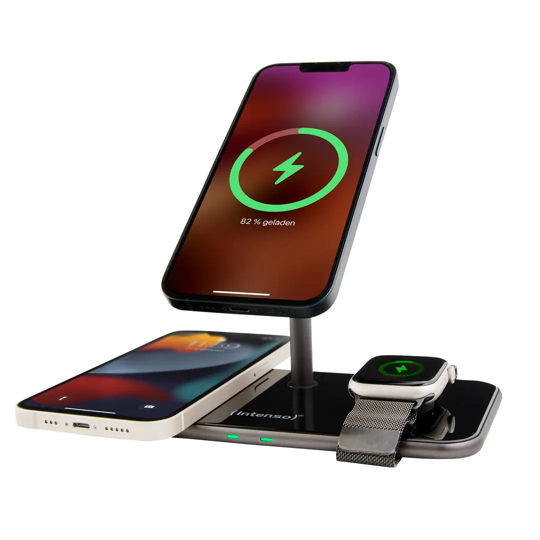 INTENSO Magnetic Wl Charg. Stand MB13 7410810 MagSafe comp., 3 in 1 black