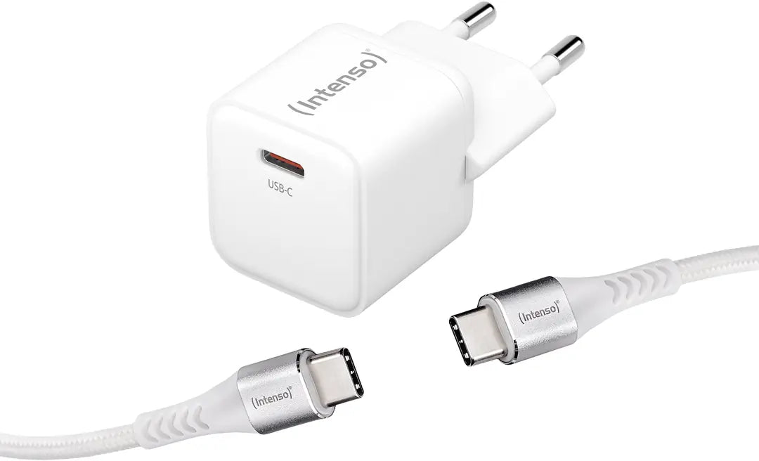 INTENSO Power Charger 30W GaN 1x USB-C 7803042 + Cable USB-C to USB C white