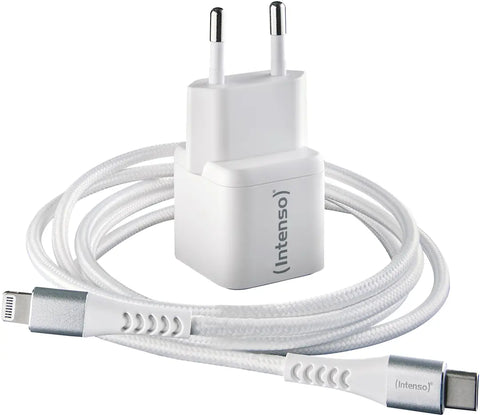 INTENSO Power Charger 30W GaN 1x USB-C 7803052 +Cable USB-C - Lightning white